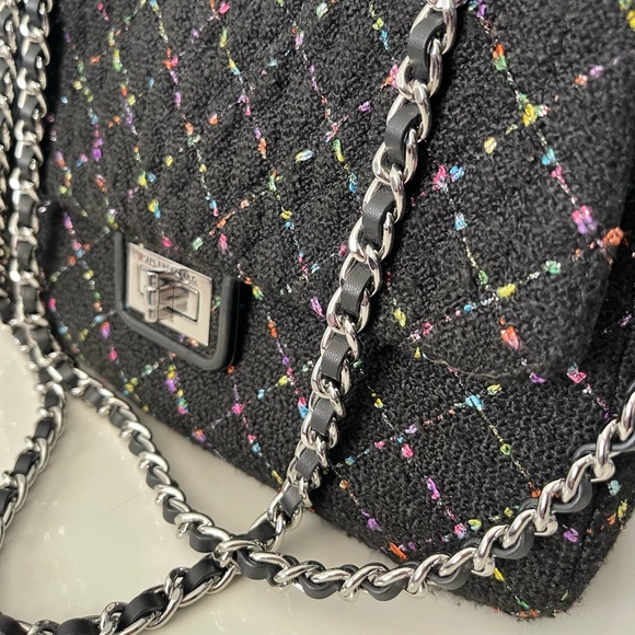 Karl Lagerfeld Black Multicolor Quilted Shoulder Bag - Picture 3 of 11